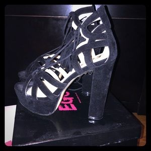 Black Suede Platform Heels